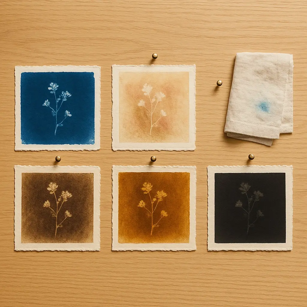 Mur de cadres montrant une diversité de tirages photographiques alternatifs